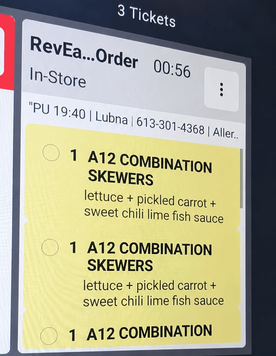 RevEats AI order appearing directly on a POS kitchen screen